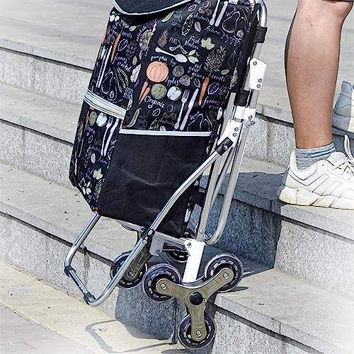 QZQJUILU Einkaufstrolley Einkaufswagen, Tragbarer Treppensteigerwagen, Faltbarer Einkaufswagen, Abnehmbarer Einkaufstasche Mit Rädern, Treppensteiger-Einkaufswagen – Bild 3