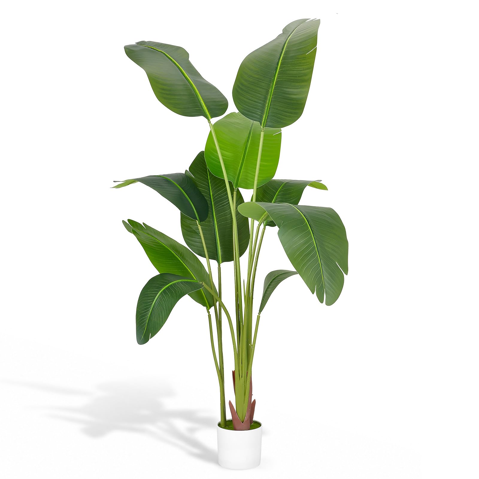 Oiseau de paradis artificiel - 150 cm - Grand bananier tropical artificiel avec 10 feuilles - Plantes artificielles comme de vraies plantes avec pot blanc - Pour décoration de chambre, bureau, chambre