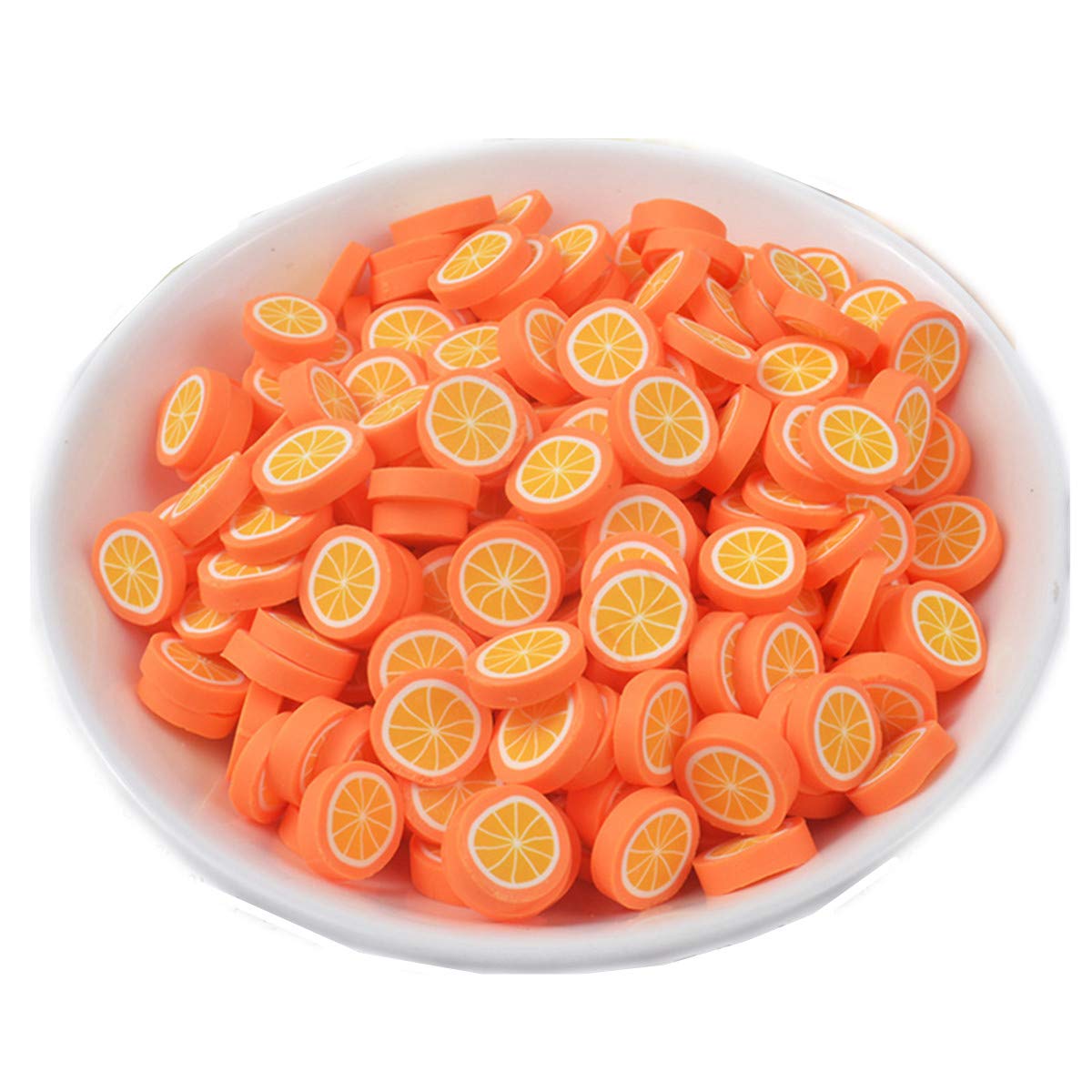 100 Pack Fruit Charms Resin Flatbacks Buttons Polymer Clay Beads for Miniature Fairy Garden Hair Accessories DIY Scrapbooking Phone Case Jewelry Making Home Decoration (Orange)