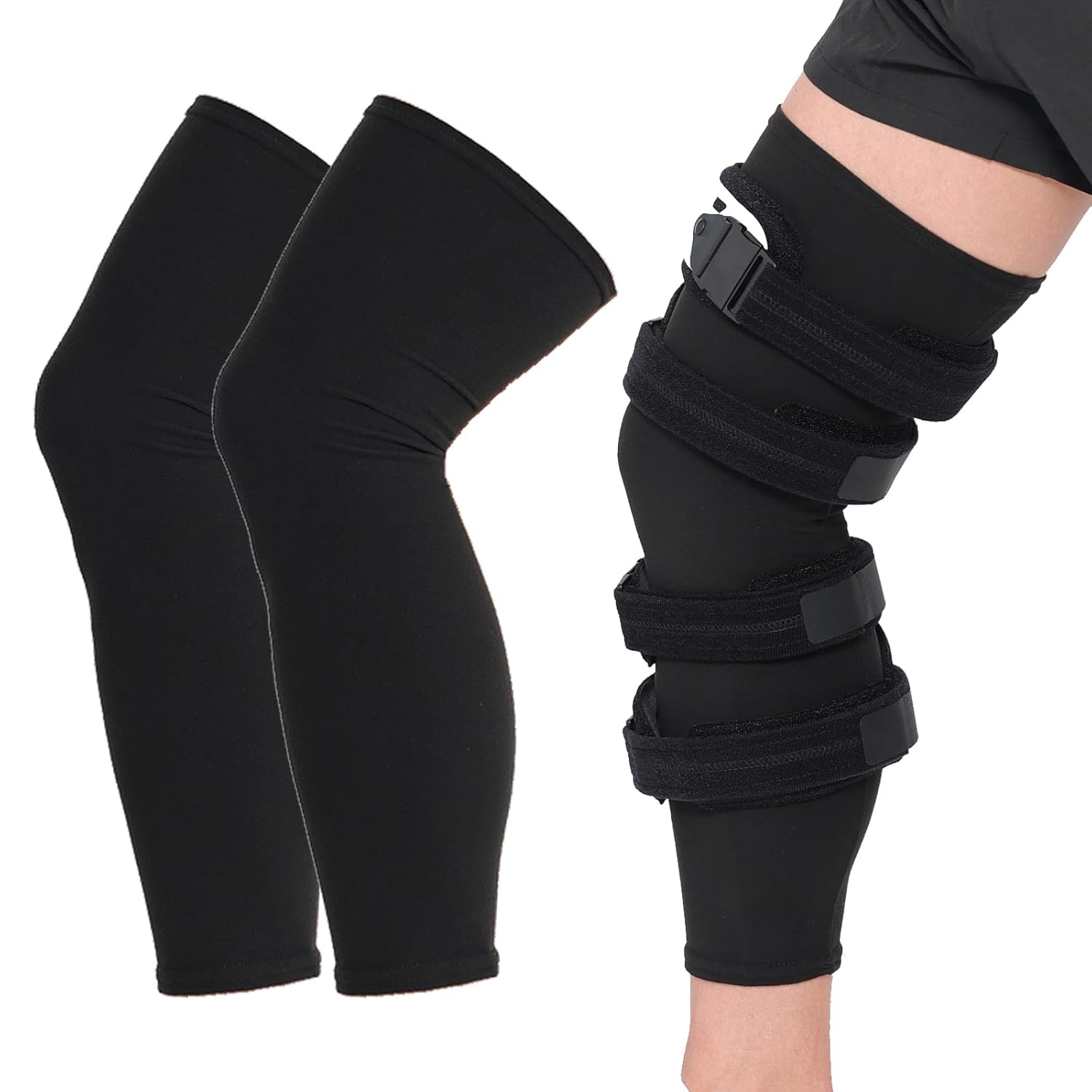 Orthomen Undersleeve for Knee Brace, 2 PCS Knee Sleeve for Under Brace Closed Patella Knee Compression Sleeve Lightweight Cotton Spandex Leg Support and Skin Protection Sleeve, Black, Small 2 Pack Small