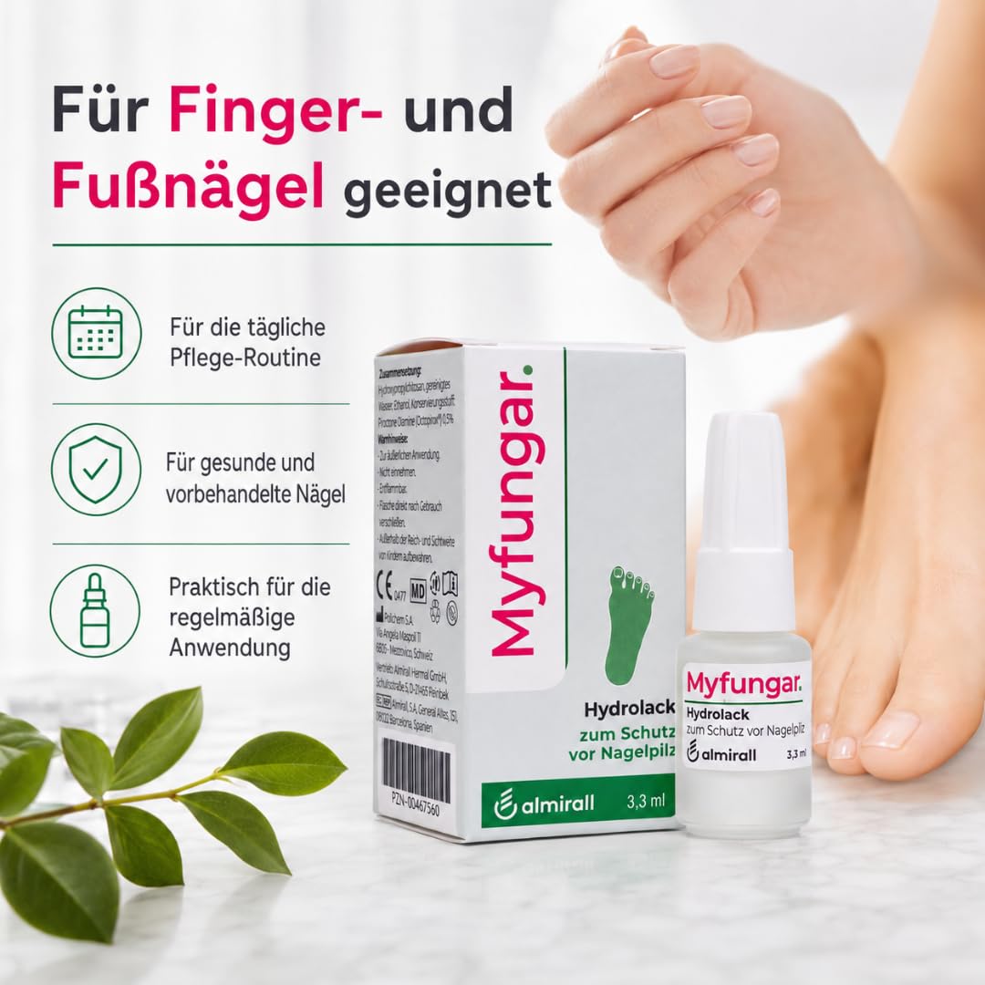 Hydrolack 3,3 ml I Nagellack für Fuß- & Fingernägel I mit Pharma Perle (2x) | täglich anwendbar, wasserlöslicher Schutzfilm, Nagelpflege