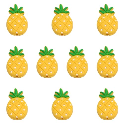 CHGCRAFT 10Pcs Pineapple Shape Silicone Beads for DIY Necklaces Bracelet