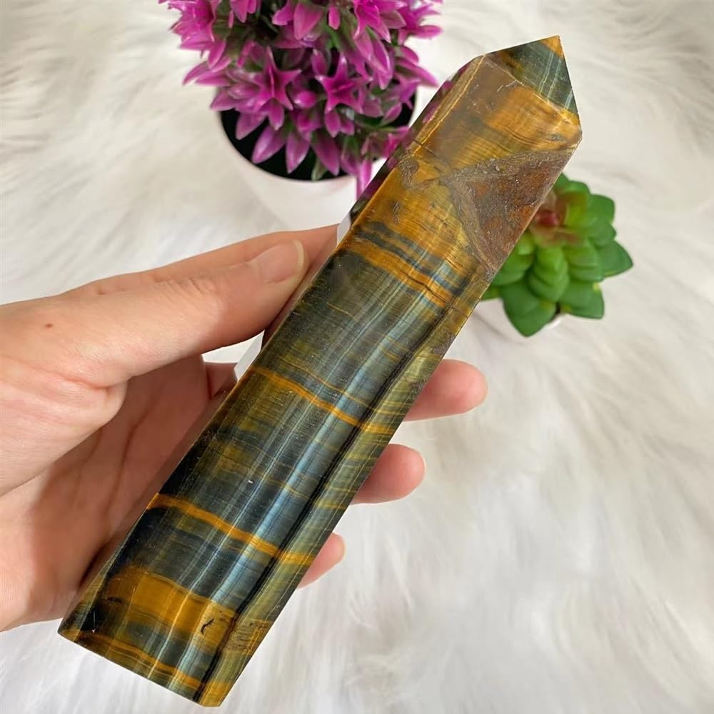 KatLin Natural Blue Tiger Eye Reiki Healing Stick Ornaments (Size : 450-500G)