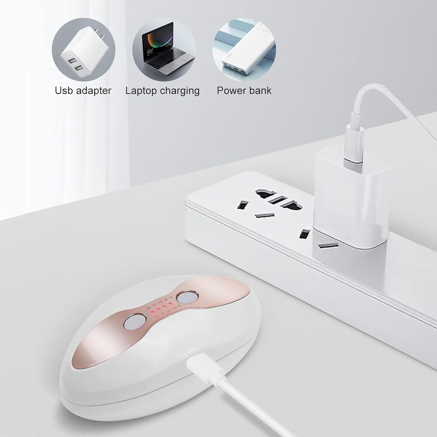 TsoLay Maschera Volumizzante Labbra Elettrica Naturale, Dispositivo Volumizzante Labbra a Luce Rossa con Riscaldamento, Temperatura Regolabile da 35 °C a 50 °C, Ricaricabile Tramite USB, Anti-età