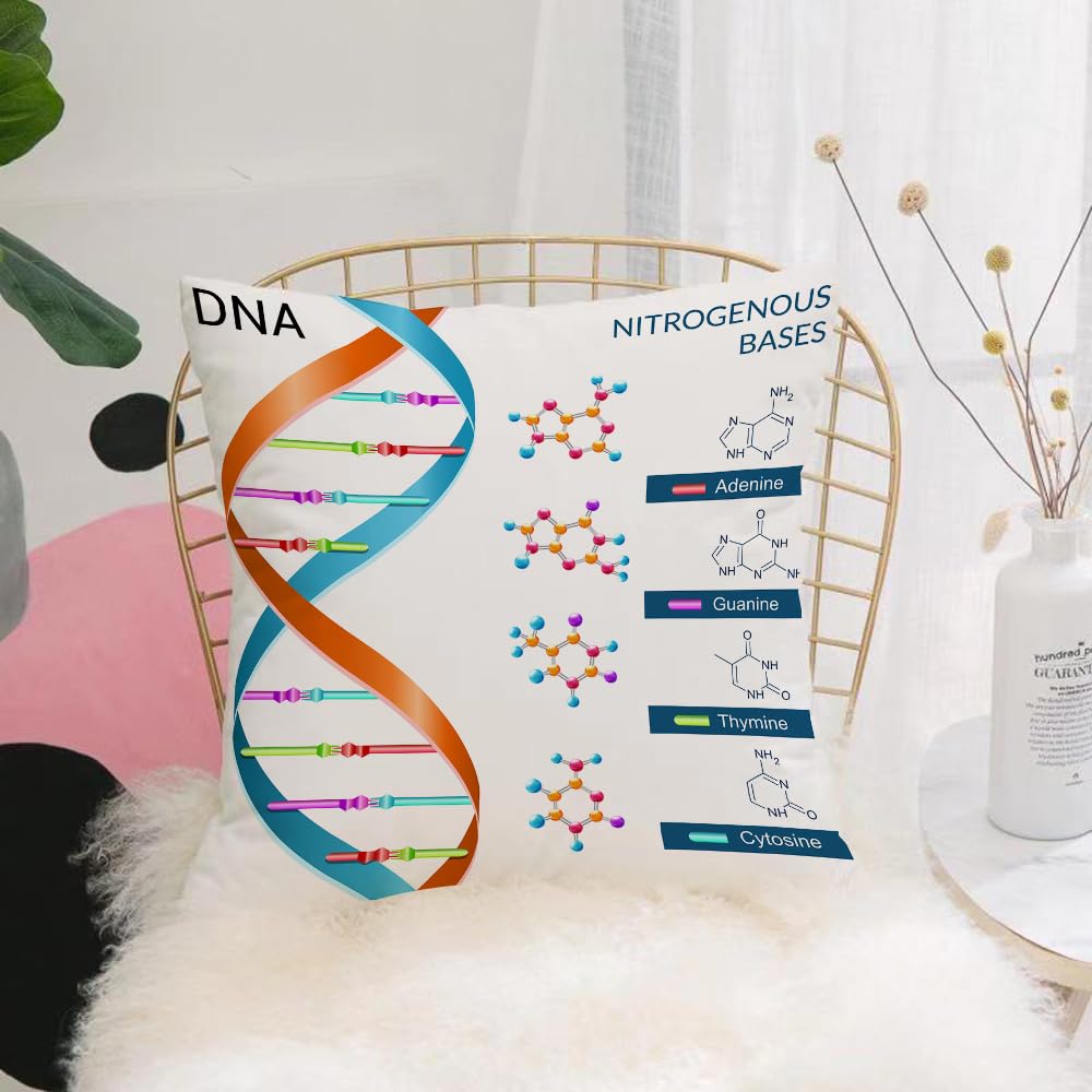 HYOSXW Cushion Cover,Throw Pillow Case Home Decorative for Living Room Bedroom Sofa Chair 16X16 Inch,Educational, DNA Bases Chemistry Biochemistry Biotechnol,Pillowcase 40X40cm