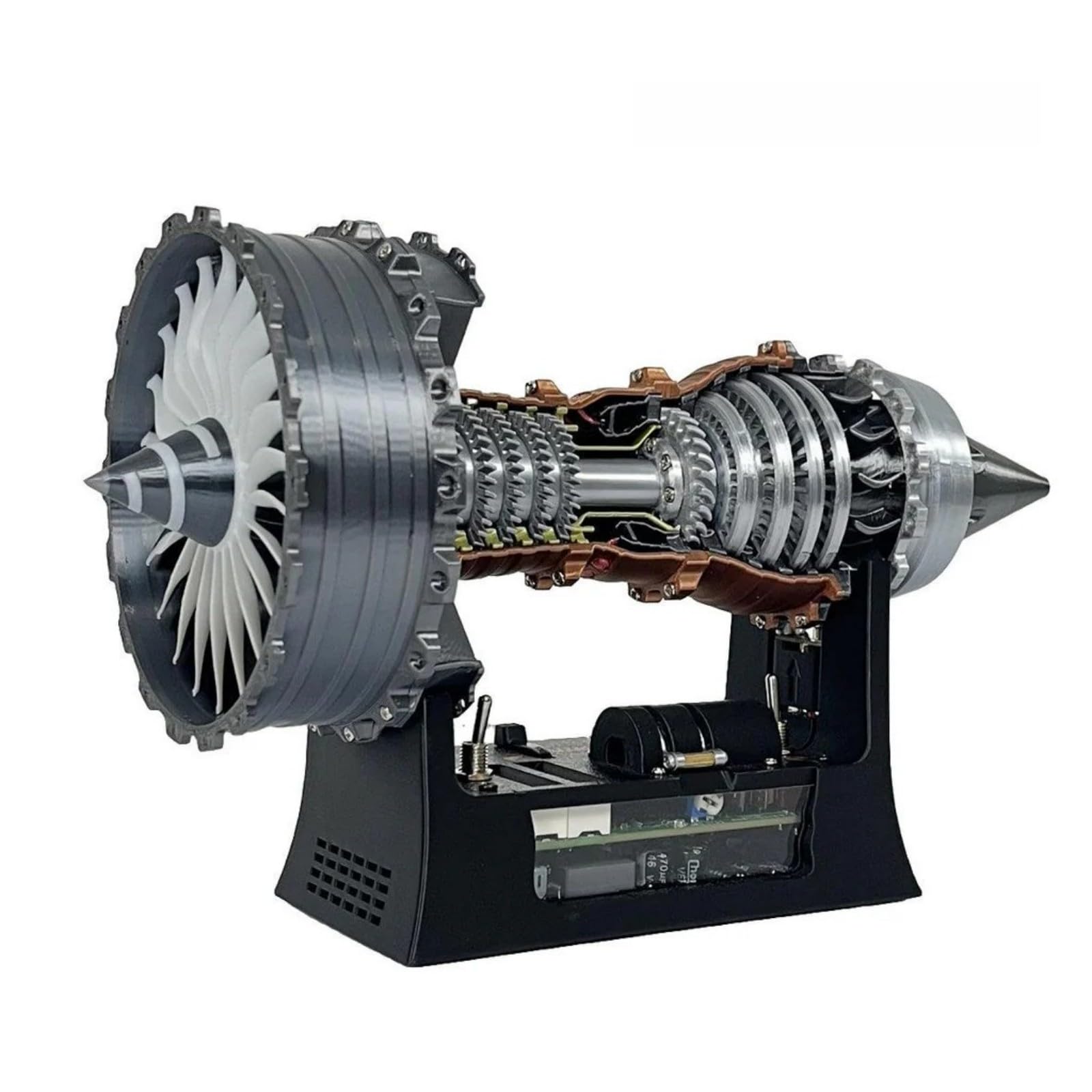 TR900 Turbofan Engine Model Aircraft Engine Kit Adjustable Speed Aircraft Engine Turbojet Engine Model, 3D Printing Toy Mechanical Science Education Toy Gift Decor for Adult (25cm / 11in)