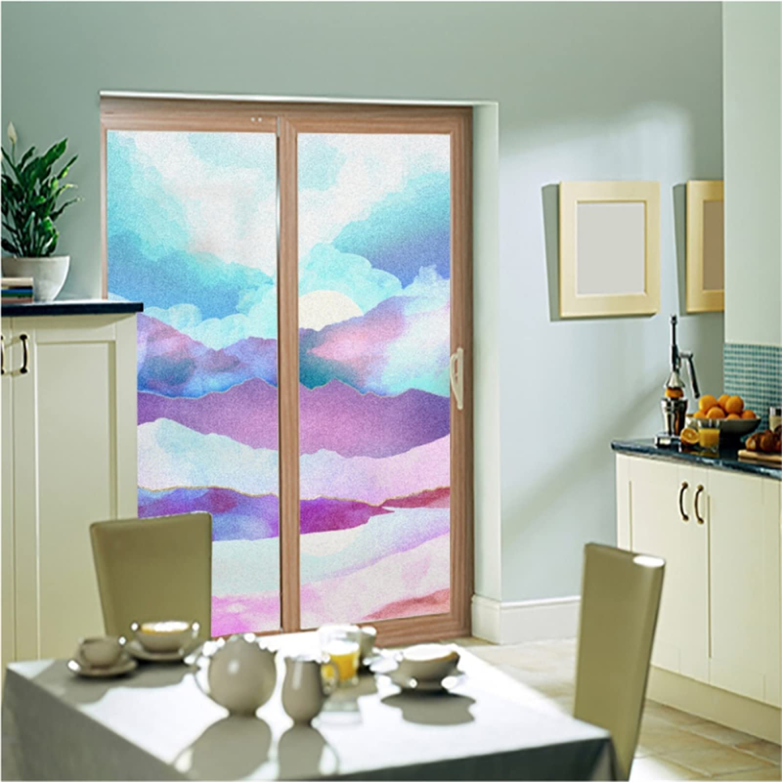 Pellicola per vetri oscurante,Pellicola privacy finestre,anti-peeping,Autoadesive,Anti-UV,deserto colorato ,Ideale per Ufficio Camera da Letto Sala(90cmx200cm)