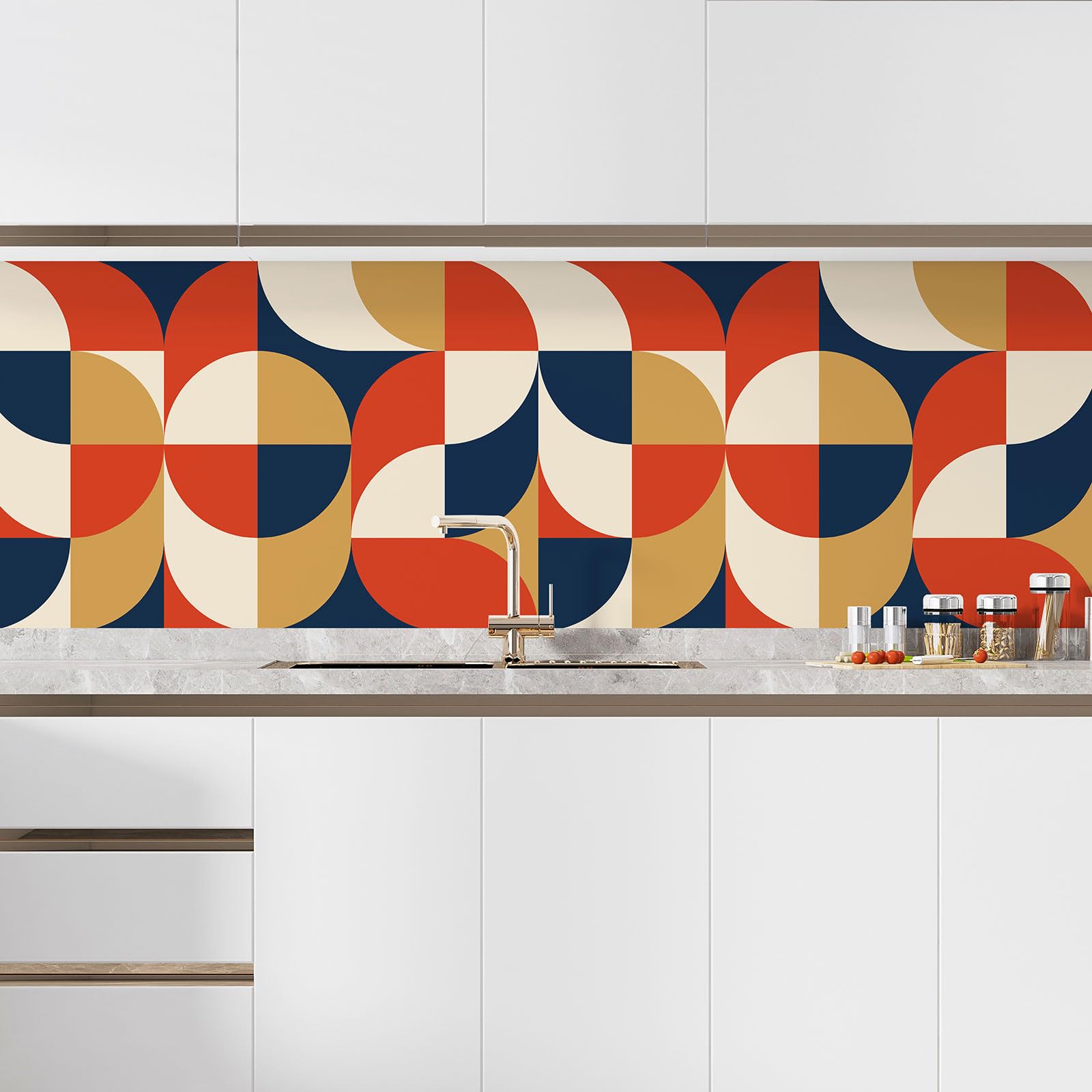 Lumalea Adesivo per cucina, motivo geometrico 3617681410782, adesivo + protezione opaca, 90 x 135 cm