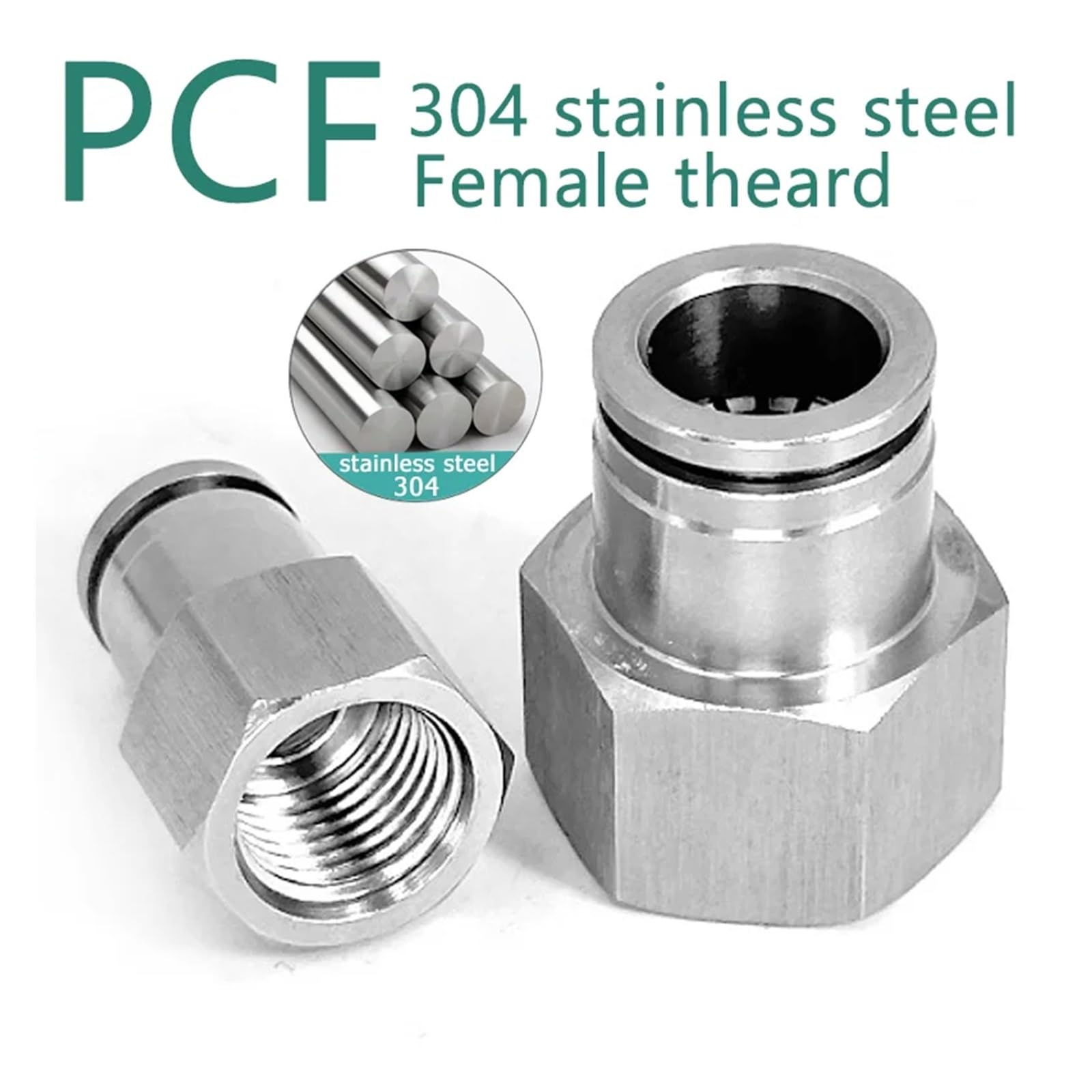 10 pz PCF 1/8 "1/4" 3/8 "1/2" BSP Femmina Giunto Pneumatico In Acciaio Inox 304 Push in Connettore A Sgancio Rapido raccordo aria(PCF12-04)