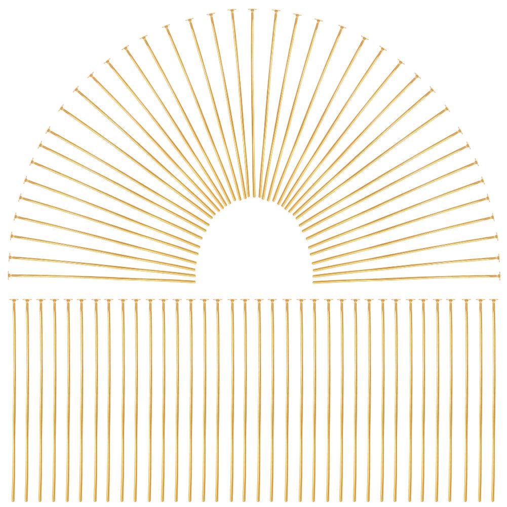 SOFPLATE 1 Box 600Pcs Fine Straight Pins Sewing Gold Flat Head Pins 30mm Long Flat Headpin Bulk Jewelry Findings for Jewelry Making Accessories DIY Dangle Earring Crafts Women Adult Supplies