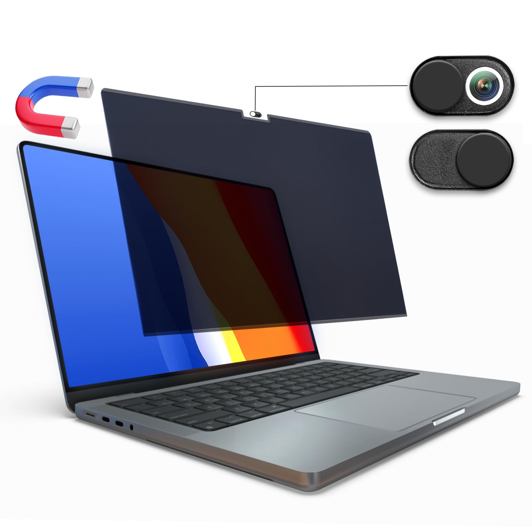 Magnetic Privacy Screen for MacBook Pro 16 inch (2021-2025 M1-M4 Max), Anti-Glare, Blue Light Protector, Scratch Resistant, Removable Laptop Filter