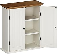 Vista 6 de ChooChoo Armario de pared para baño, gabinete de almacenamiento para ahorrar espacio sobre el inodoro, botiquín con 2 puertas y estantes ajustables