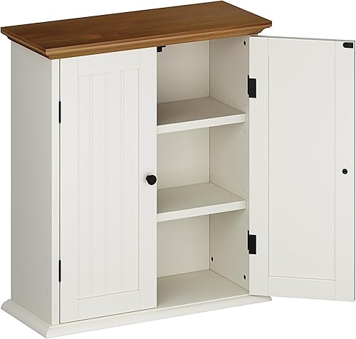 Miniatura 6 de ChooChoo Armario de pared para baño, gabinete de almacenamiento para ahorrar espacio sobre el inodoro, botiquín con 2 puertas y estantes ajustables