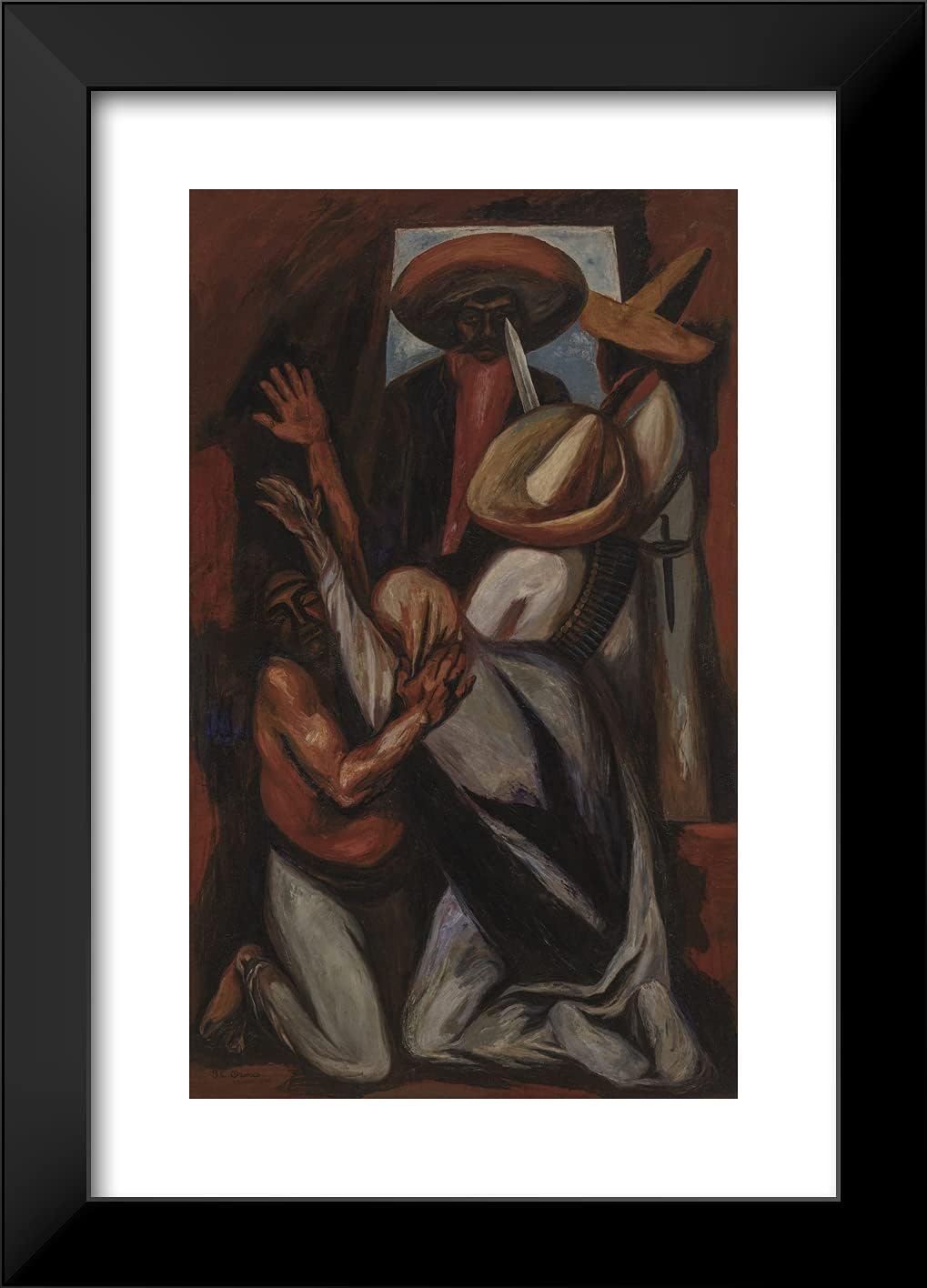 ArtDirect Jose Clemente Orozco 18x24 Black Modern Framed Art Print Titled Zapata