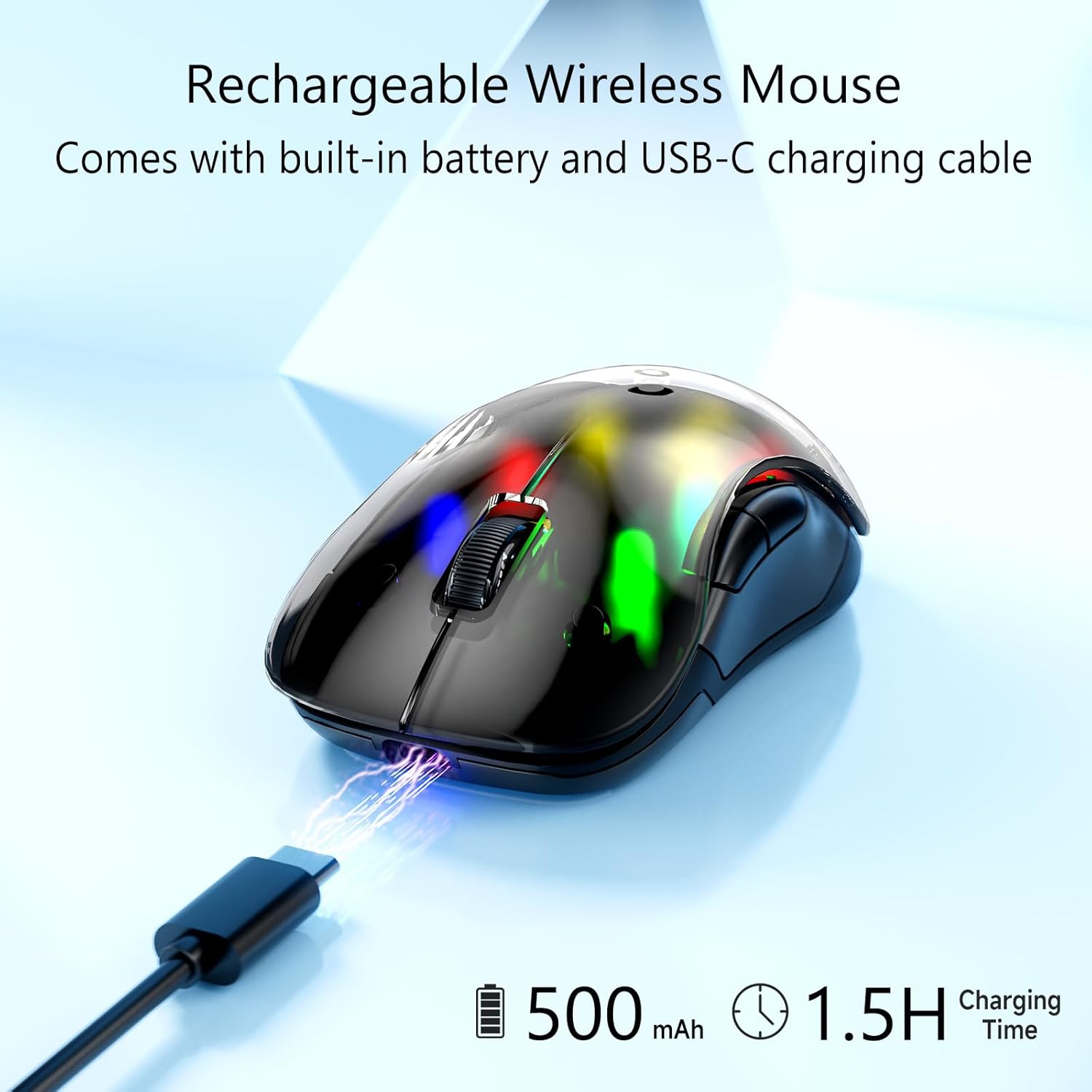 Memzuoix 2.4G Wireless Mouse - 2 Pack (LED Rechargeable, White & Black) for Laptop, Desktop, PC & MacBook