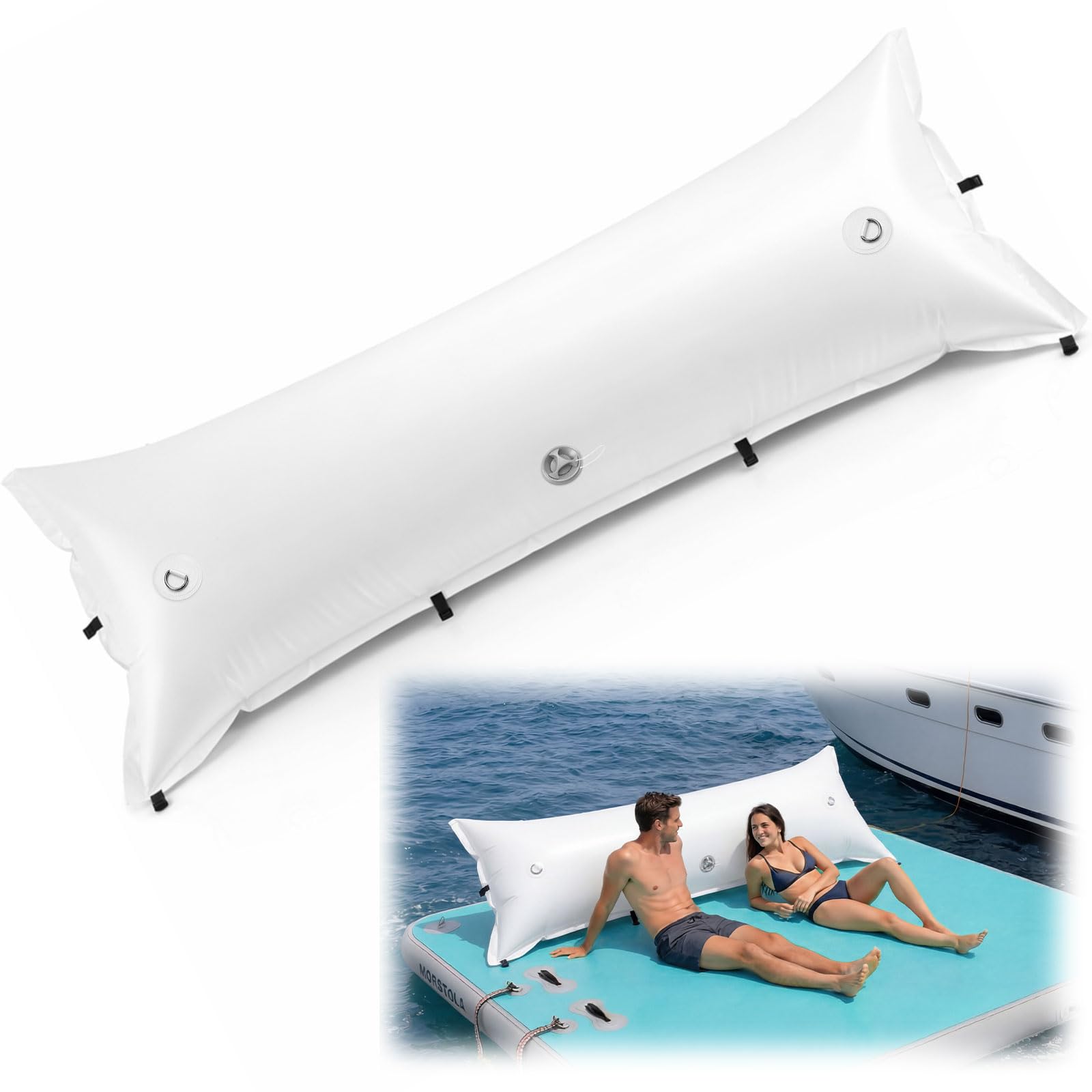 Photo 1 of Teyva Daily 6 x 2 ft Inflatable Dock Pillow Backrest for Floating Platform, Inflatable Dock Pillow, Large Float Backrest for Pool, Heavy Duty PVC Floating Accessories for Relaxing