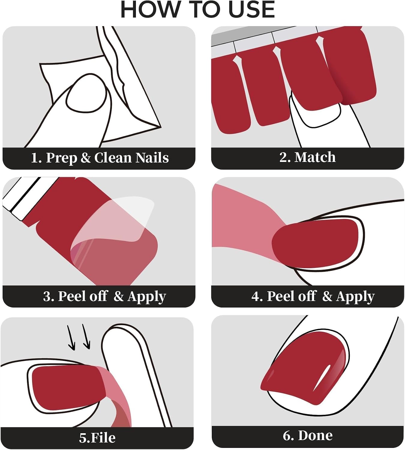 Nail Polish Strips, 20Pcs Salon Quality Gel Nail Stickers, Easy Long Lasting Wraps for Short Nails no UV Light Needed (Glitter Red)