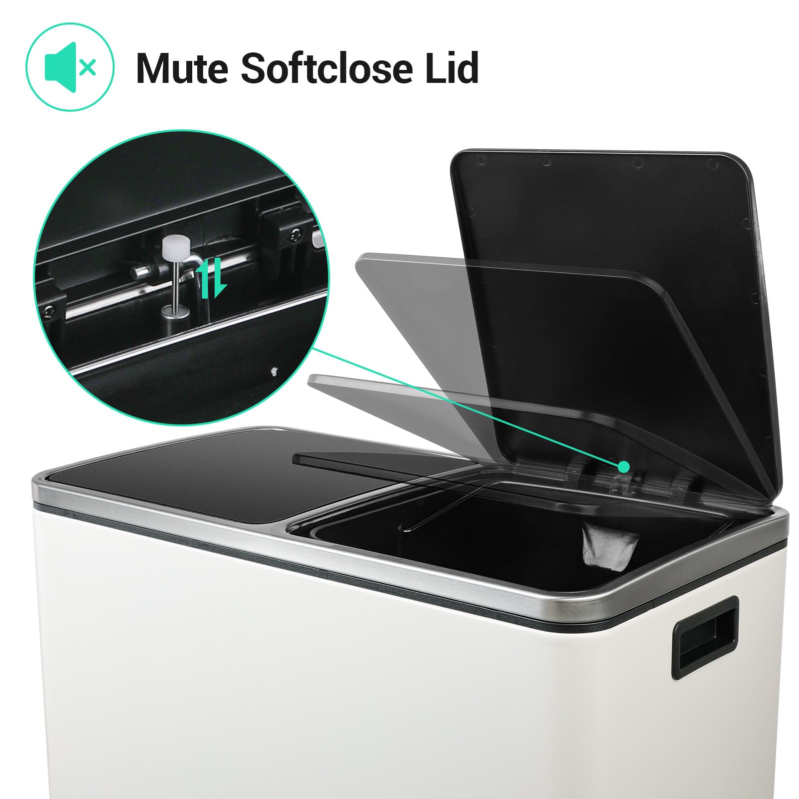 新品【DULTON】2 COMPARTMENT BIN 60 Double Compartment Bin 2 x 30 L, Soft Close Lid, Pedals