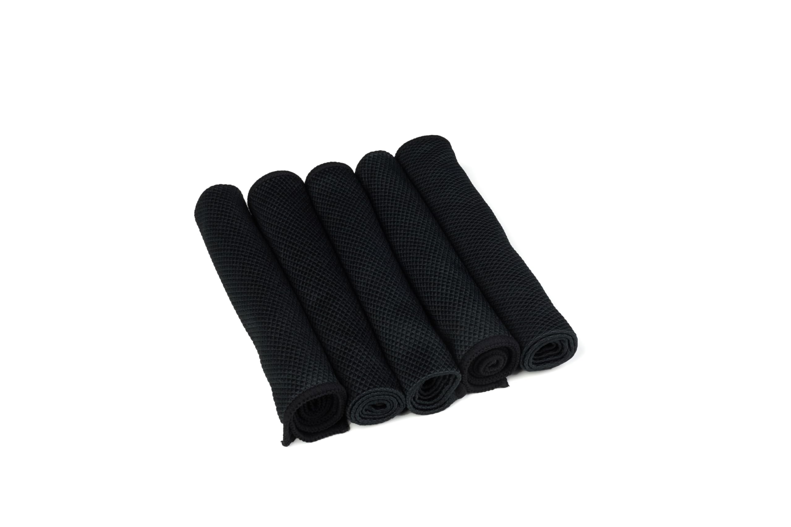 Kavalier ProClean - The Glass Whisperer - Black Microfiber Towel Set for Streak-Free Glass Cleaning – 280 gsm – 41x41 cm - 5 Units Pack