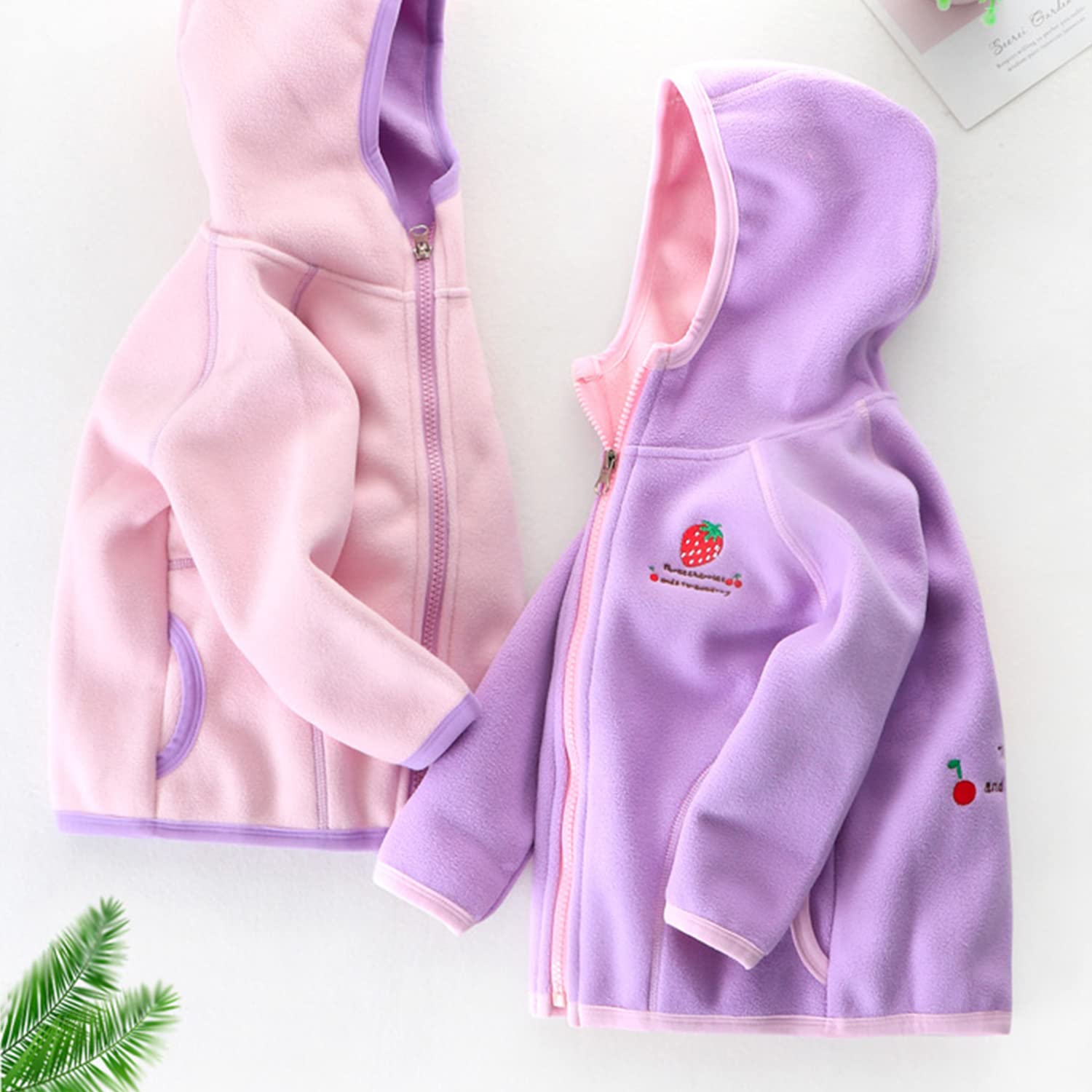 Bambini Pile Polare Giacca con Cappuccio Bambino Piccolo Felpa Caldo Cappotto Casual con Cerniera Stagioni di Transizione Primavera Autunno Inverno