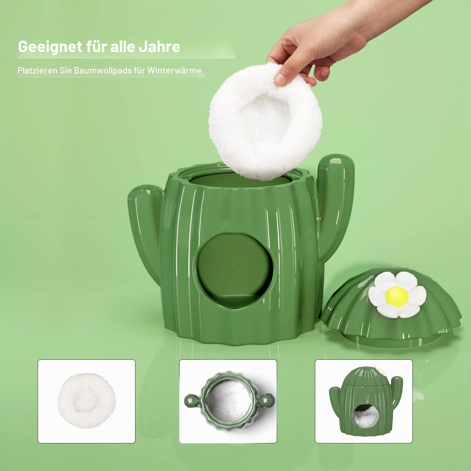 BUCATSTATE Keramikhaus für Hamster, Kaubares Versteck Tunnel in Kaktusform Großen Eingängen, Kühles Bett, ideal für den Sommer per Chinchilla, Ratte, Mäuse, Rennmäuse (L)