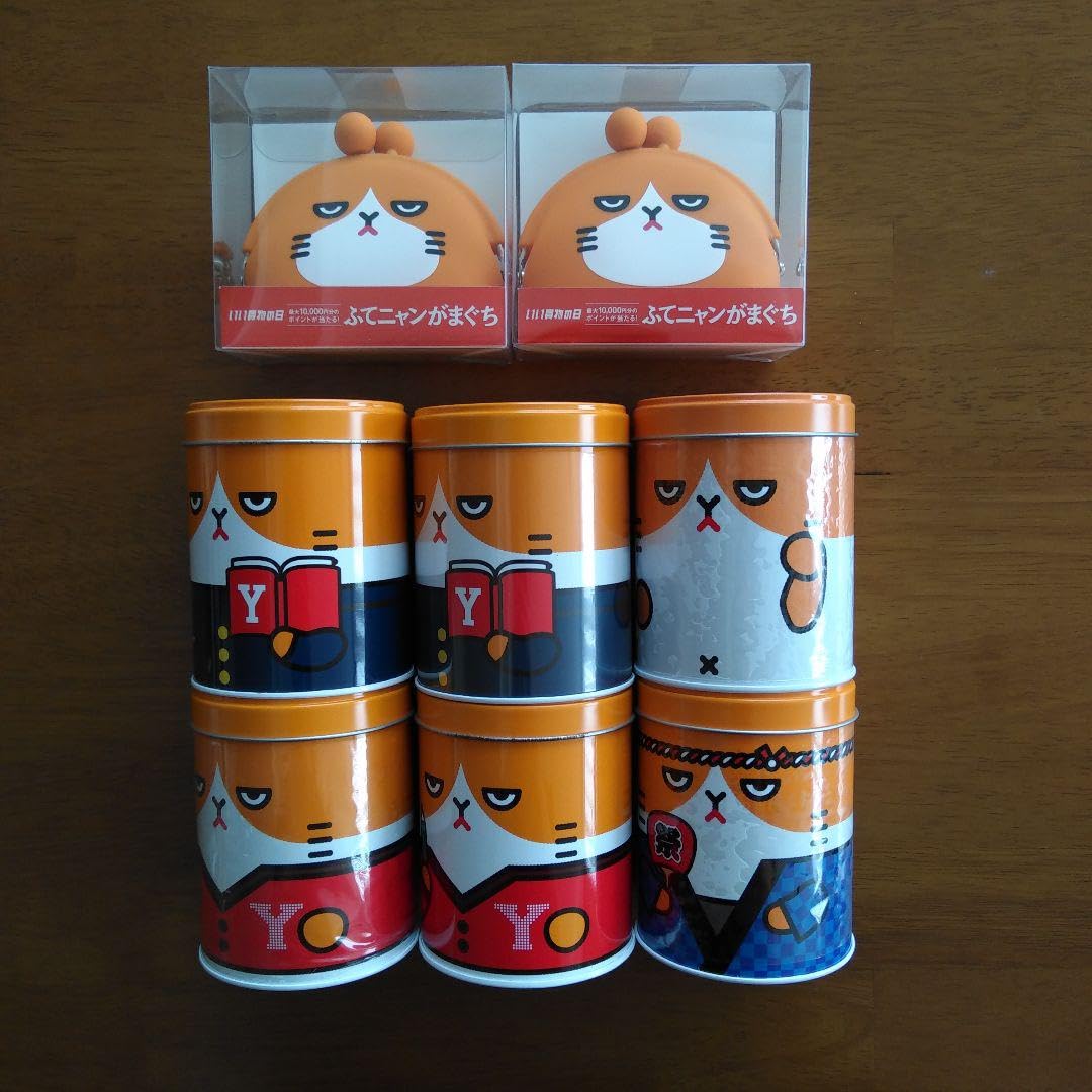 Amazon.co.jp: ワイモバイル ふてニャン缶6個＆ふてニャンがまぐち2
