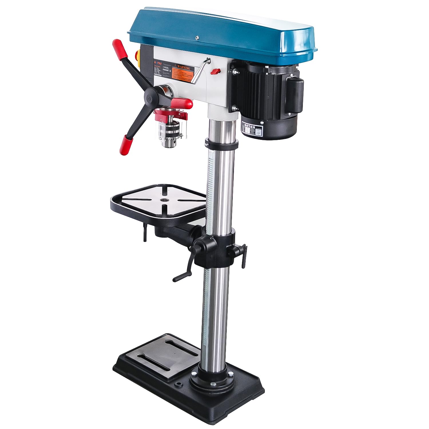 KATSU Tools Prensa de taladro de pilar de banco industrial de 900 W + portabrocas de 20 mm + interruptor electrónico de velocidad variable de 12 velocidades + profundidad máxima de perforación de 85