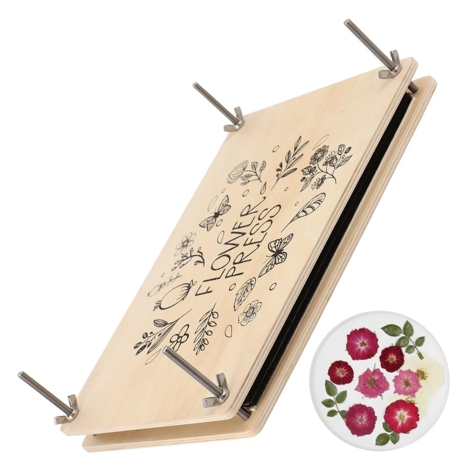 SUBLXPoten Flower Pressing Kit Flower Press Kit Floral Preservation Supplies Art Tools Wood Plate Construction for Leaf Plant