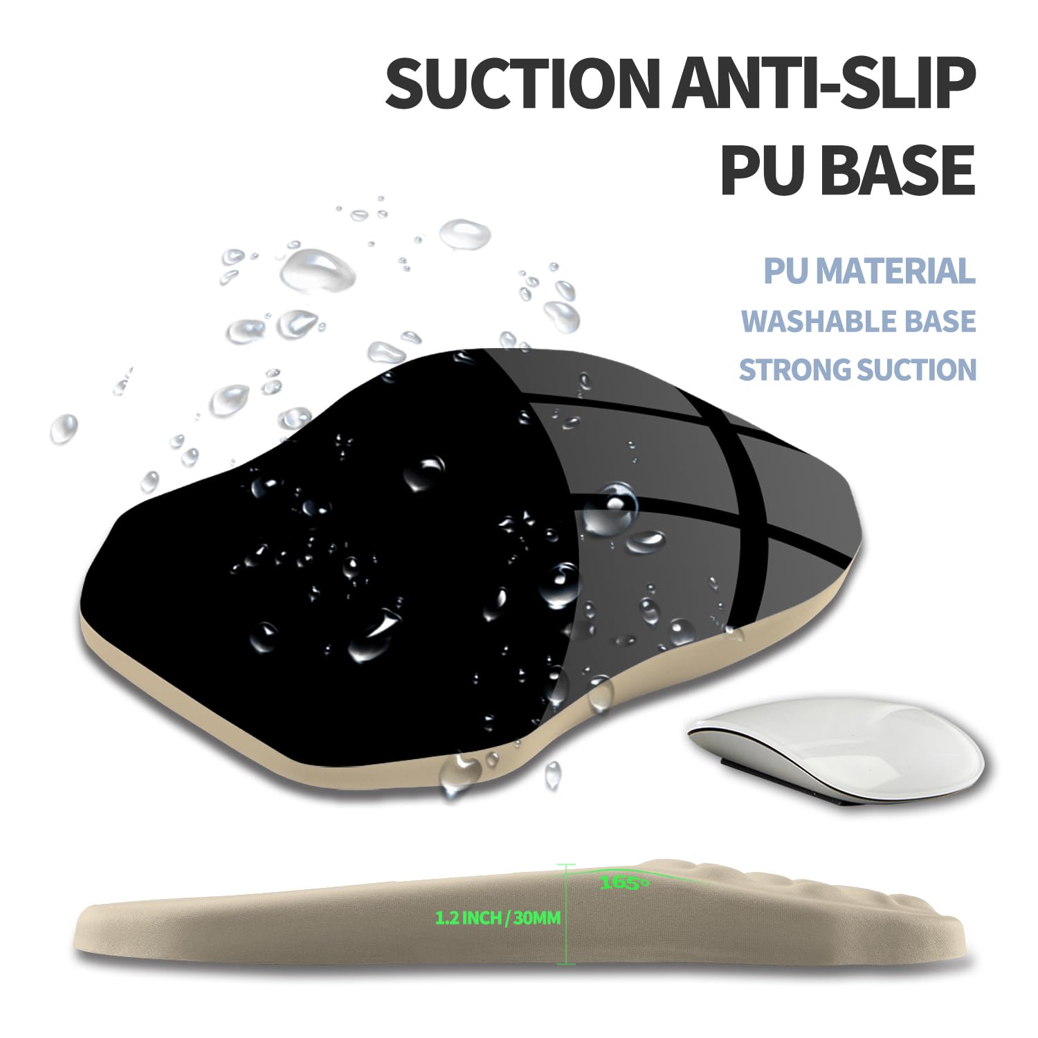 Alfombrilla ergonómica elevada para mouse con soporte de muñeca con pendiente bilateral de espuma viscoelástica para reposamuñecas y alivio del dolor del túnel carpiano, 11.8 x 7.9 pulgadas,