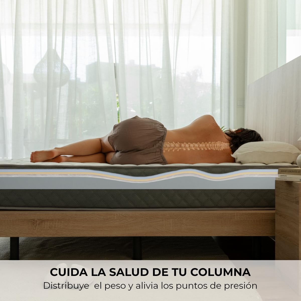 Don Descanso - Colchón 135x190 Viscoelastico Mulhacen DualSense, Altura ± 26cm. Multicapa con Núcleo GravityFoam, Firmeza Alta, Doble Cara Invierno/Verano, Transpirable. Fabricado en España, Gris — view 6