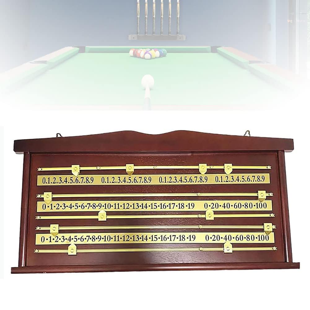 COYEUX Tabellone segnapunti da Biliardo in Legno, Tabellone segnapunti da Biliardo a Parete, con Guide in Ottone, per 2-4 Giocatori Forniture per Club Domestici (70 * 35 cm)