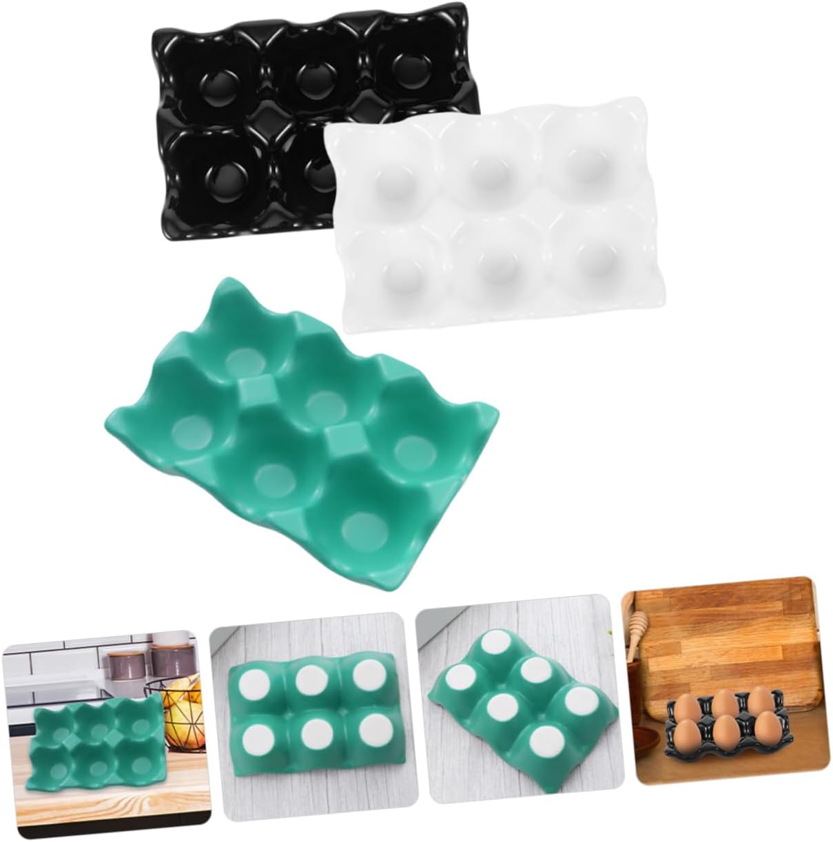 Zerodeko 3pcs Ceramic Holders Smooth Storage Tray for Refrigerator Container for Kitchen Organization