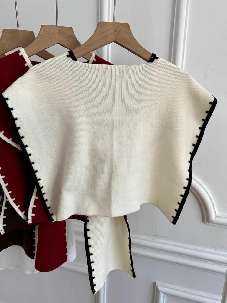 Sweater Shawl Wraps Women Cute Pashmina Shawls and Wraps Knitted Cashmere Sweater Shawl Scarf Cardigan Cape Shoulder Top - Image 6