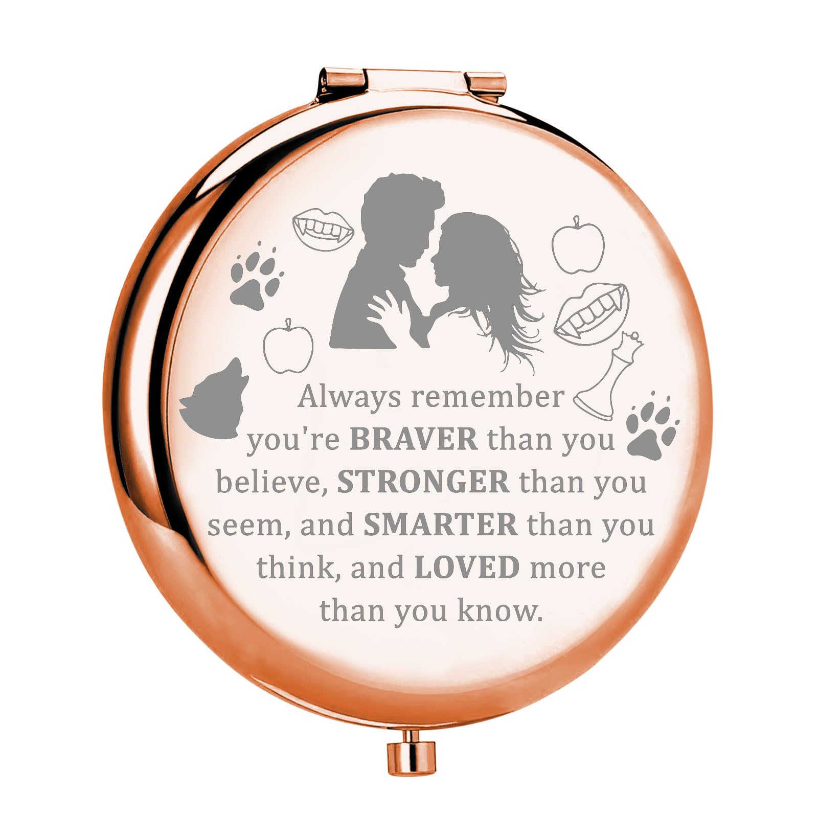 MYOSPARK Movie Compact Makeup Mirror Edward and Bella Fans Gift Makeup Mirror Movie Inspired Gift Fandom Gift (T AlwaysMirror)