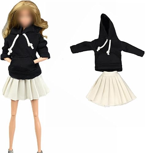 Ropa de muñeca de 16 para niña de 11.5 pulgadas, sudaderas con capucha, faldas plisadas, ropa para estudiantes, accesorios para muñecas (estilo B)