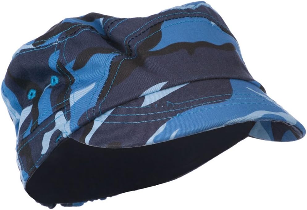 Jeanne Simmons Boy's Short Brim Military Hat - Blue Camo W21S20A