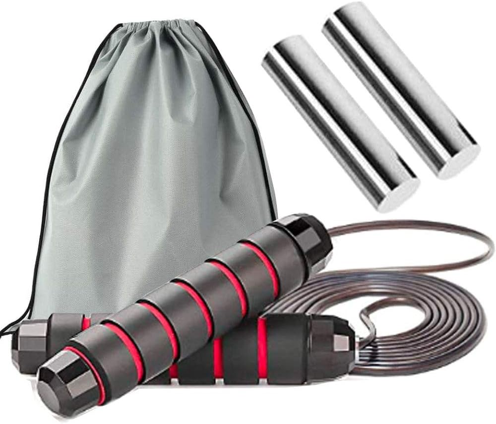 Weighted Jump Rope - for Crossfit and Boxing-Heavy Jump Rope with Memory Non-Slip Cushioned Foam Grip Handles for Aerobic Exercise Like Speed Training, Endurance Training, Fitness Gym,unisex
