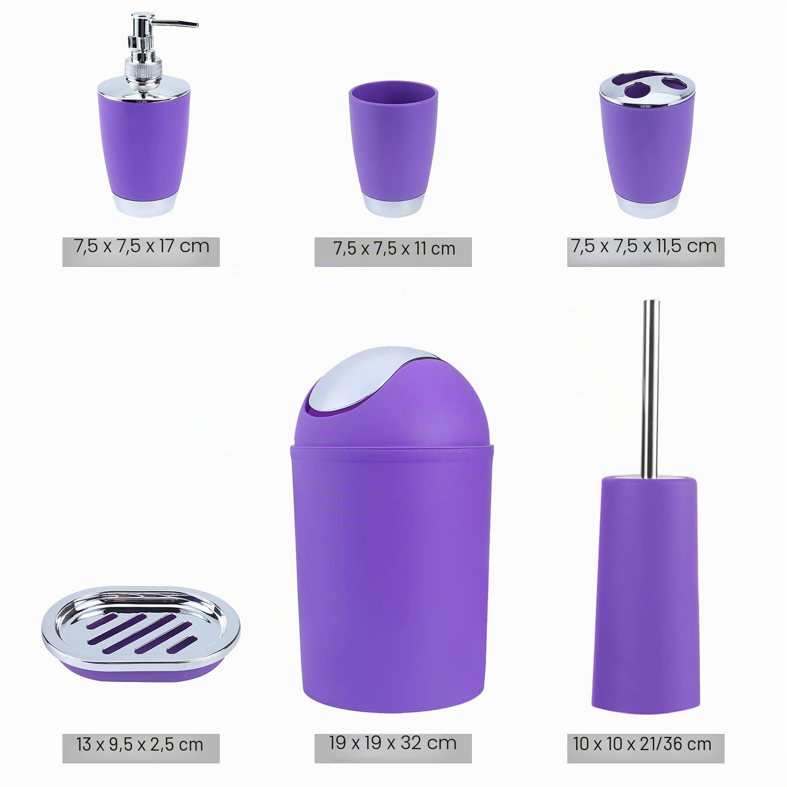 Juego de baño de 6 piezas con vaso para cepillos de dientes, dispensador de jabón, vaso, estante, cepillo de inodoro, dispensador de loción para el hogar y el hotel