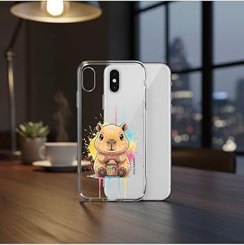 iPhone 13 Pro ile Uyumlu Splash Kapibara Tasarımlı Slimfit Şeffaf Silikon Kılıf