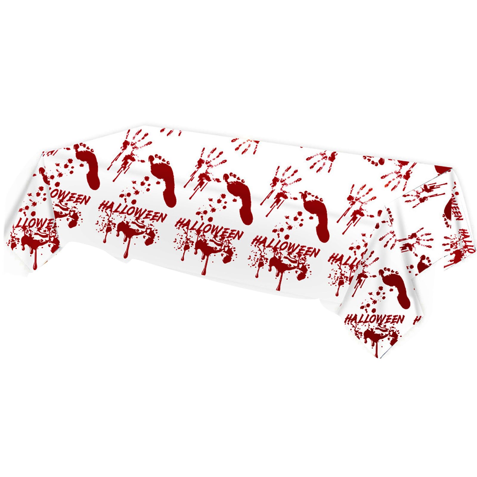 YWLUUOO Scary Blood Handprint Designs Polyethylene Tablecloth Waterproofs Horror Party Decoration for Halloween Themed Event Waterproofs Halloween Tablecloth