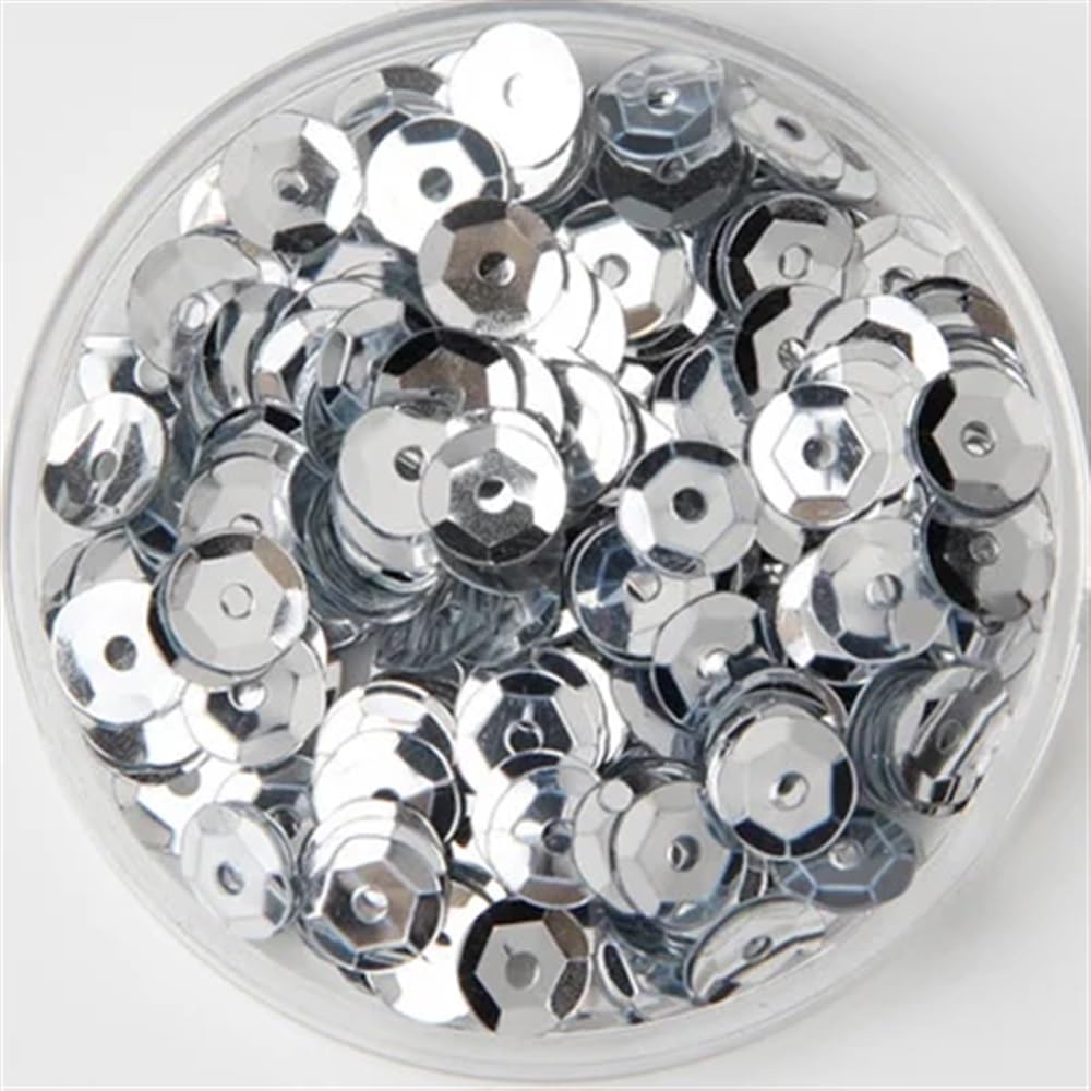 Paillettes à coudre argentées brillantes de 5mm avec forme coupelle bombée en vrac