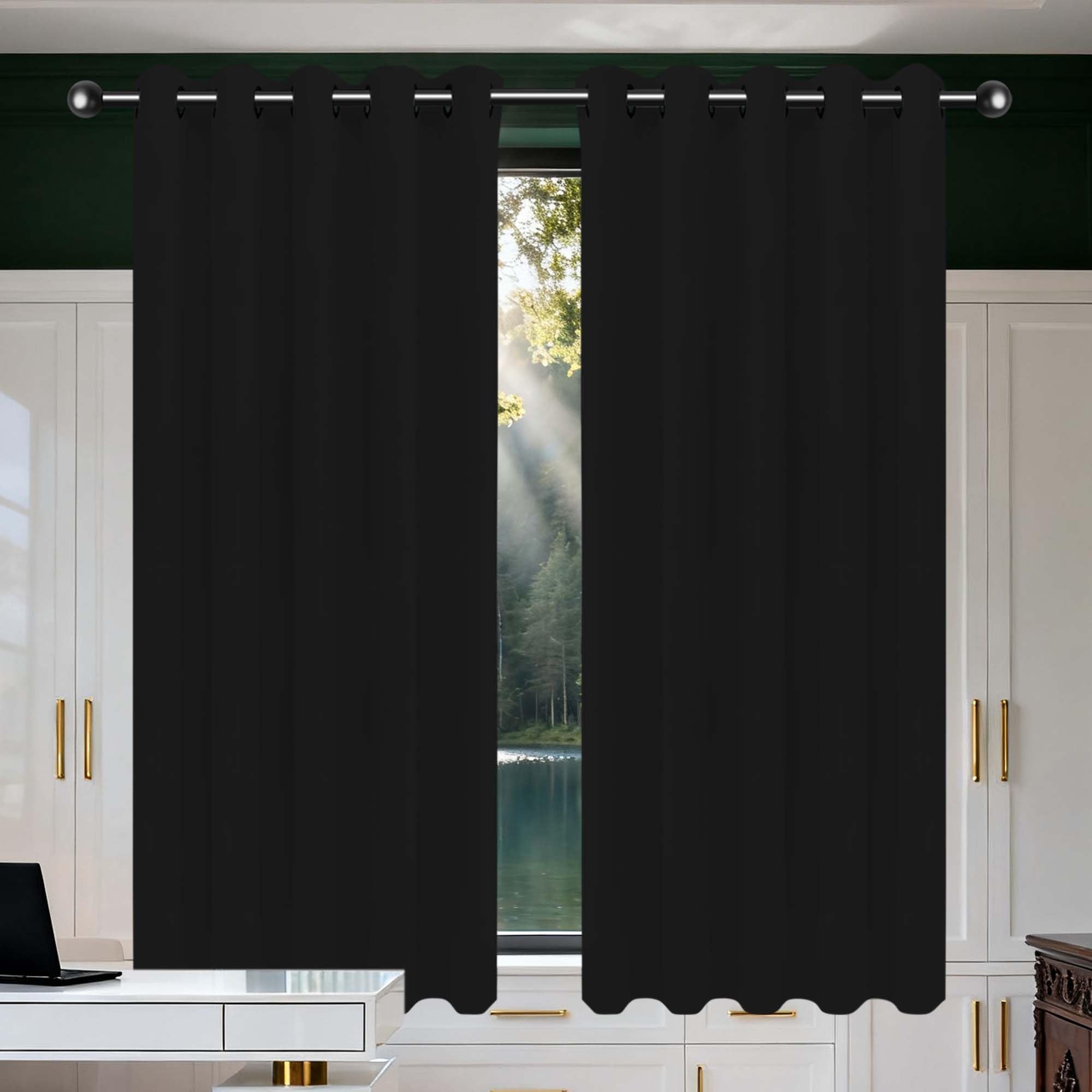 Rideaux occultants pour chambre et salon rideau noir 130x410 cm pour porte-fenêtre