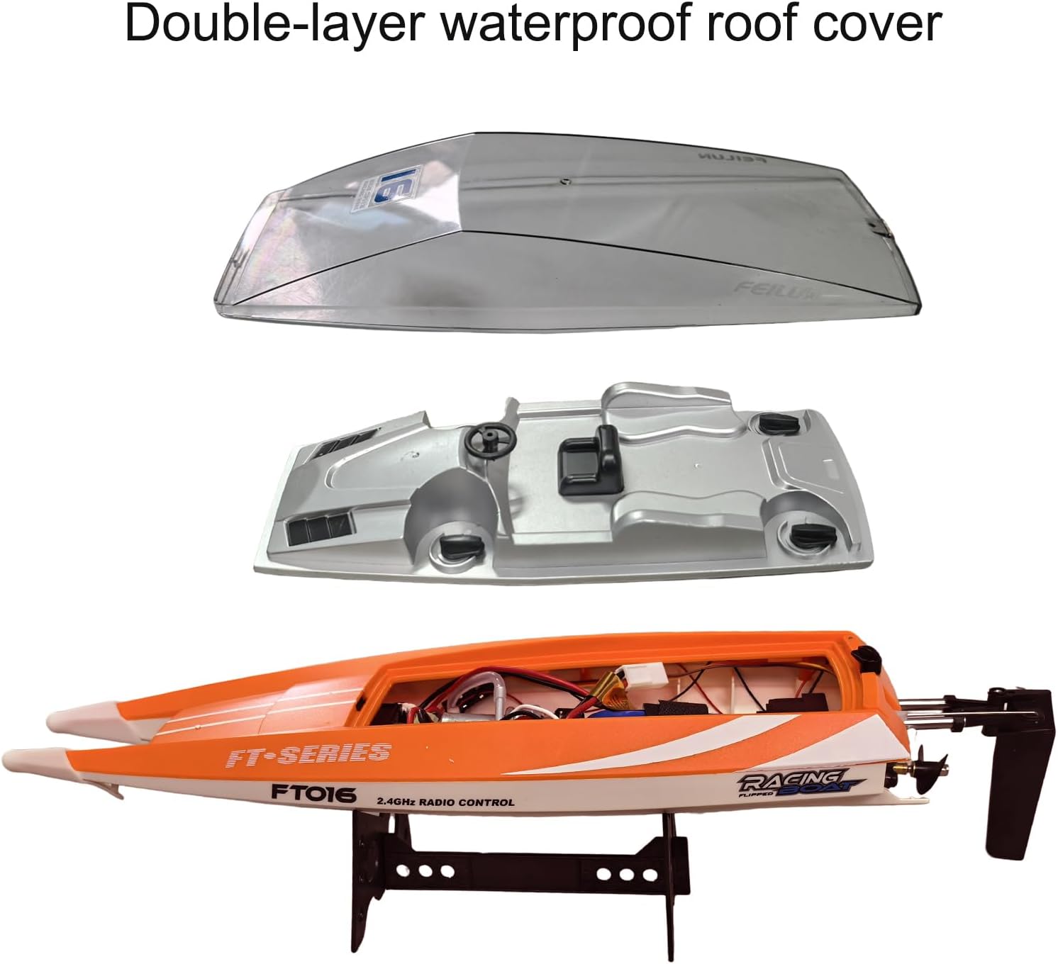 FT016 Remote Control Boat RC Submarine Ship Racing Speedboat 30km+ for Boys Adults Lake Pool Auto Water Cool, As Big as Feilun ft012 rc Boat (18.9")