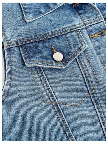 MakeMeChic Girl's Denim Jacket Button Down Sleeveless Collared Y2K Summer Jean Vest Outerwear3