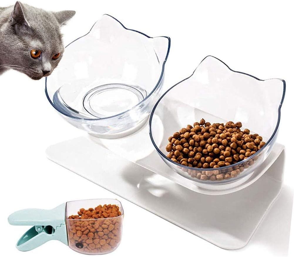 Amazon Com Elevated Cat Bowls With Stand Tilted Anti Vomiting Orthopedic Cat Bowl 15 Tilted Raised Cat Food Bowls Anti Skid And Anti Spill For Cats And Small Dogs Hjhy Kitchen Dining
