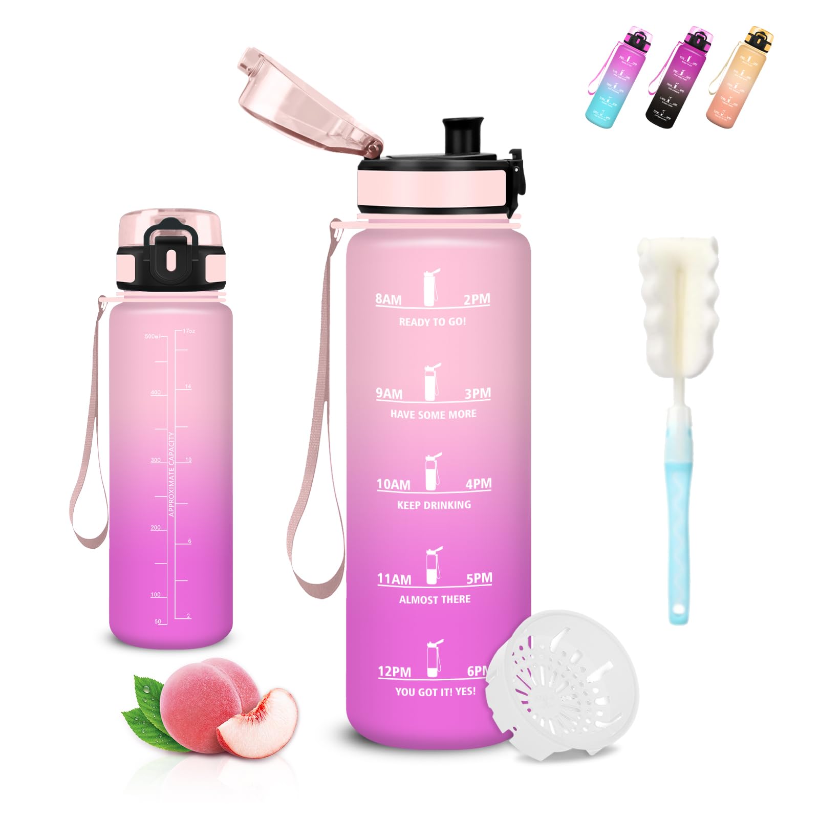 Trinkflasche Kinder- 500ml- Wasserflasche, Trinkflasche Kohlensäure Geeignet, Auslaufsicher, Wasserflasche mit Motivierendem Slogan, Water Bottle für Schule, Schwimmen, Büro, Running, Camping