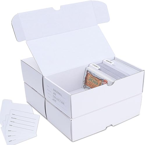 Leyzan Caja de almacenamiento de tarjetas coleccionables, paquete de 4  Caja de almacenamiento de cartón corrugado de 400 unidades con divisores y