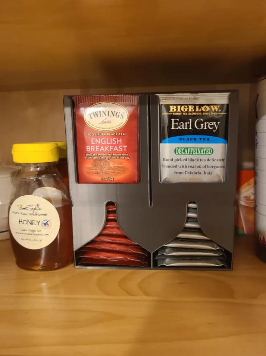 Tea Bag Dispenser | Wall Mountable Tea Holder | Pantry Organization | Kitchen Accessories | Tea Lovers | Housewarming Gifts (Glow in the Dark)