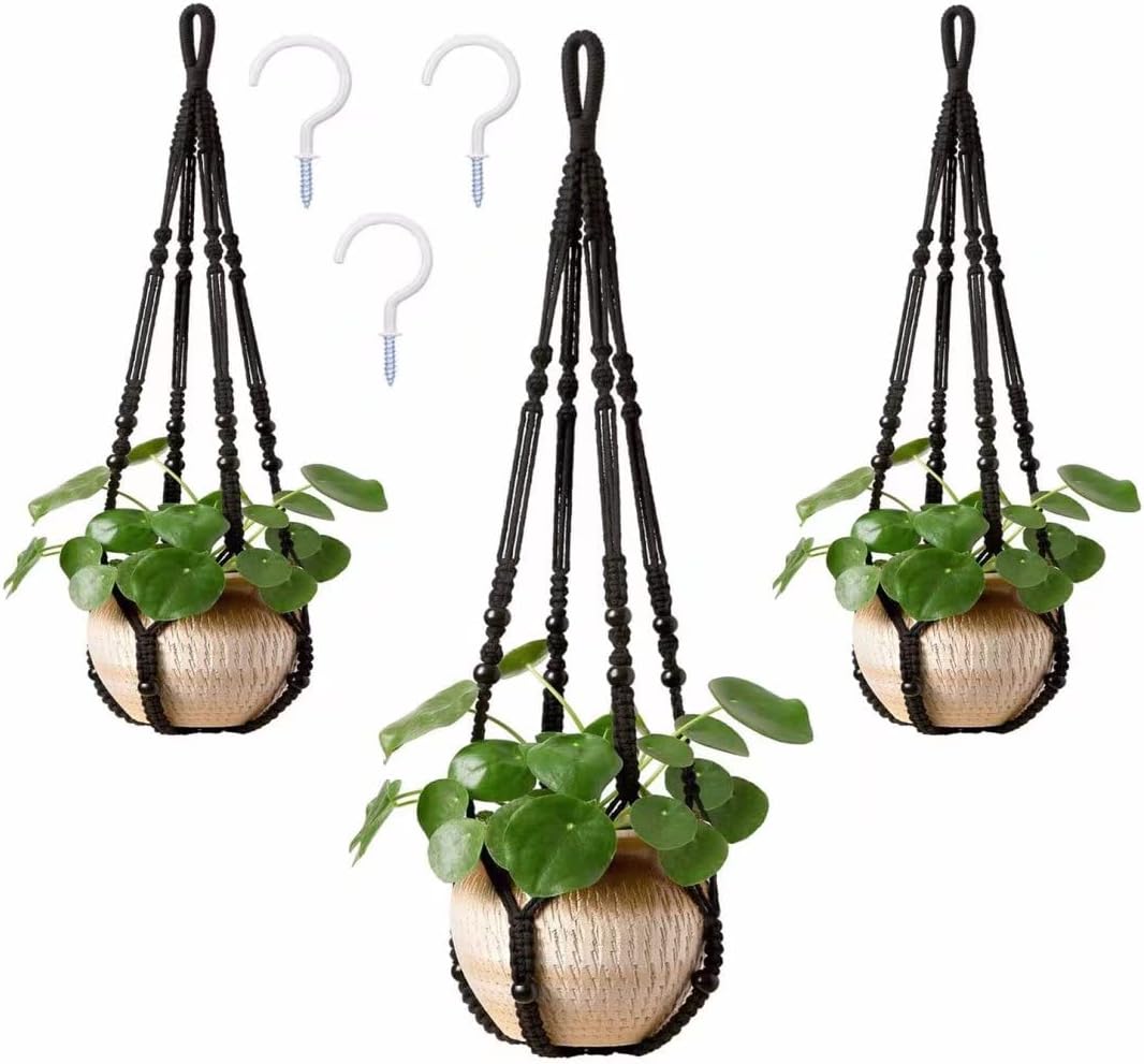 AKEIE Macrame Plant Hanger 3 Pack Indoor & Outdoor Wall