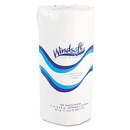 Windsoft Rollos de toallas de papel perforados de 1220CT, 11 x 8 4/5 pulgadas, blanco, 10 por rollo (caja de 30 rollos)